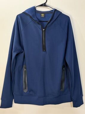 Athletic Works Navy Blue Hooded Quarter-Zip Sweater